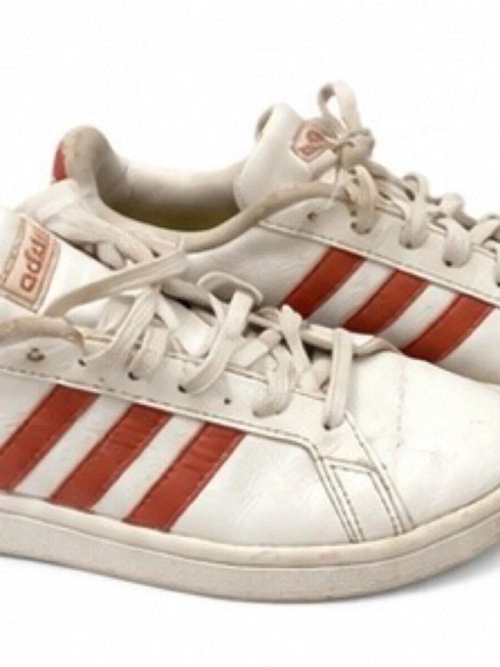 adidas Kids White Sneakers with Red Stripes